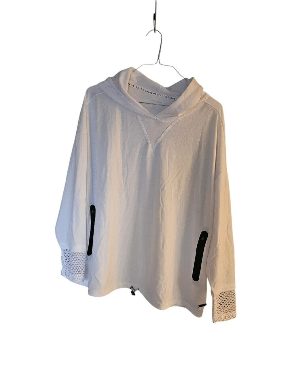Nine West Active Hoodie 3X NWT White Light Mesh Sleeve Athleisure Pullover ws100